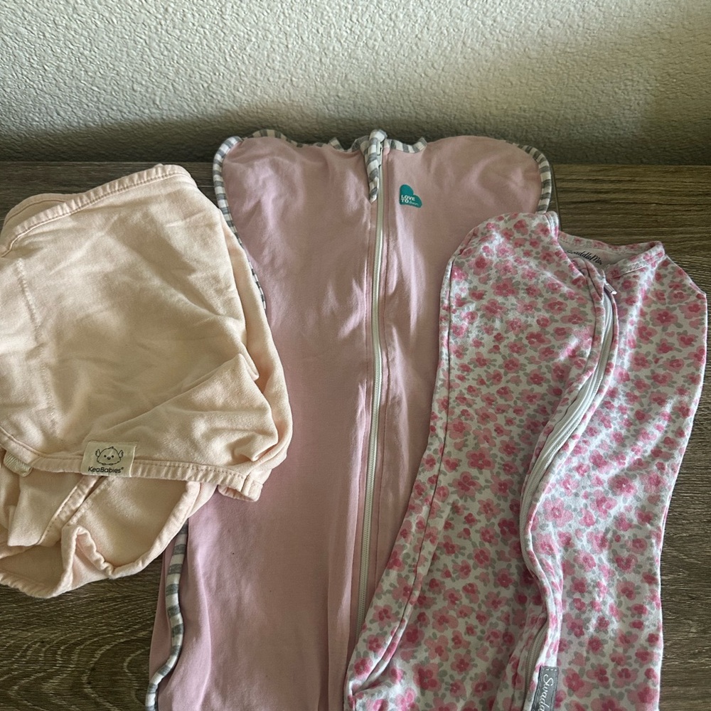 3-Piece Pink Baby Swaddle Bundle